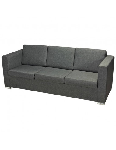 2 Pz Set di Divani in Stoffa Grigio Scuro