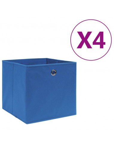 Contenitori 4 pz in Tessuto non Tessuto 28x28x28 cm Blu