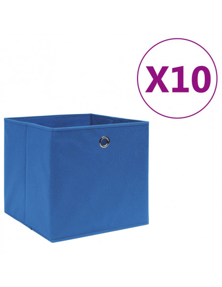 Contenitori 10 pz in Tessuto non Tessuto 28x28x28 cm Blu