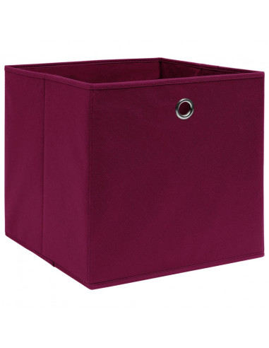 Contenitori 4 pz in Tessuto non Tessuto 28x28x28 cm Rosso Scuro