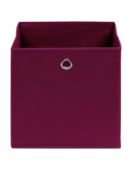 Contenitori 4 pz in Tessuto non Tessuto 28x28x28 cm Rosso Scuro