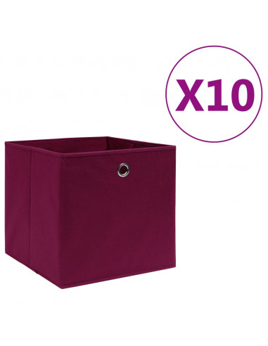Contenitori 10 pz in Tessuto non Tessuto 28x28x28cm Rosso Scuro