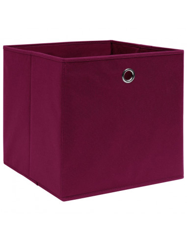 Contenitori 10 pz in Tessuto non Tessuto 28x28x28cm Rosso Scuro