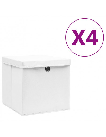 Contenitori con Coperchi 4 pz 28x28x28 cm Bianco