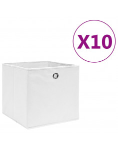 Contenitori 10 pz in Tessuto non Tessuto 28x28x28 cm Bianco 2