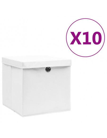 Contenitori con Coperchi 10 pz 28x28x28 cm Bianco