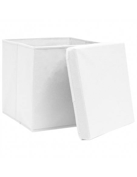 Contenitori con Coperchi 10 pz 28x28x28 cm Bianco