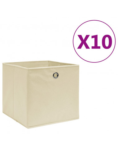 Contenitori 10 pz in Tessuto non Tessuto 28x28x28 cm Crema