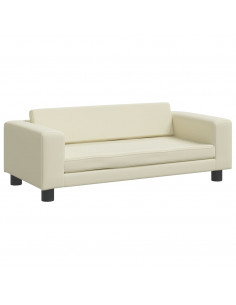 Divano per Bambini con Poggiapiedi Crema 100x50x30cm Similpelle