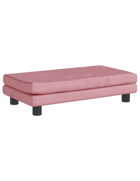 Divano per Bambini con Poggiapiedi Rosa 100x50x30 cm in Velluto