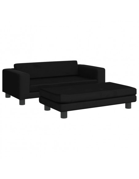 Divano per Bambini con Poggiapiedi Nero 100x50x30 cm in Velluto