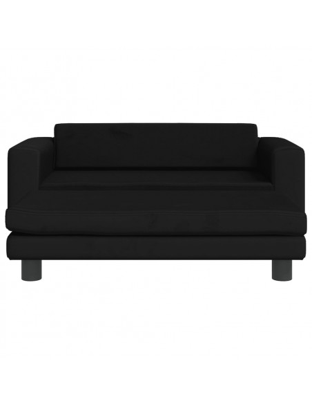Divano per Bambini con Poggiapiedi Nero 100x50x30 cm in Velluto