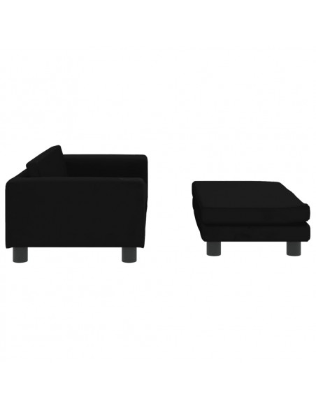 Divano per Bambini con Poggiapiedi Nero 100x50x30 cm in Velluto
