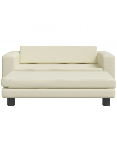 Divano per Bambini con Poggiapiedi Crema 100x50x30cm Similpelle