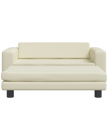 Divano per Bambini con Poggiapiedi Crema 100x50x30cm Similpelle