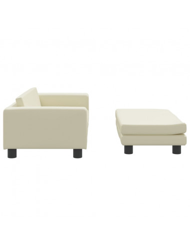 Divano per Bambini con Poggiapiedi Crema 100x50x30cm Similpelle