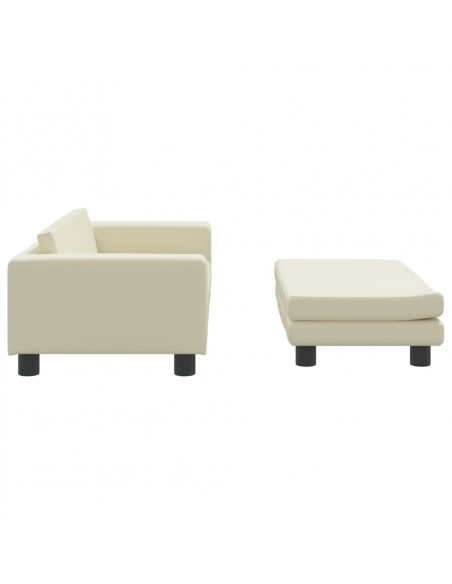 Divano per Bambini con Poggiapiedi Crema 100x50x30cm Similpelle