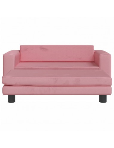 Divano per Bambini con Poggiapiedi Rosa 100x50x30 cm in Velluto