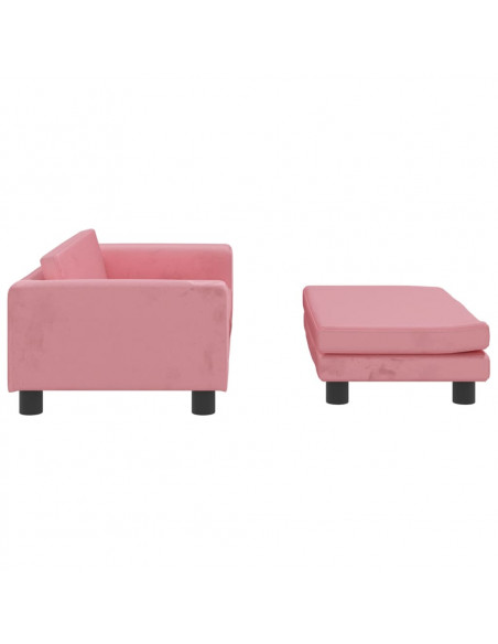 Divano per Bambini con Poggiapiedi Rosa 100x50x30 cm in Velluto