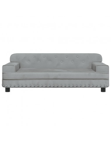 Divano per Bambini Grigio Chiaro 90x53x30 cm in Velluto