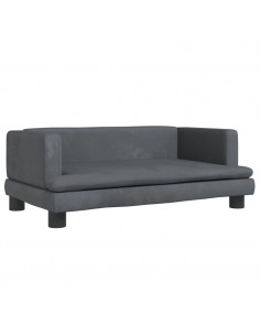 Divano per Bambini Grigio Scuro 80x45x30 cm in Velluto 2