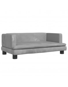 Divano per Bambini Grigio Chiaro 80x45x30 cm in Velluto 2