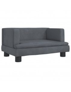 Divano per Bambini Grigio Scuro 60x40x30 cm in Velluto 2