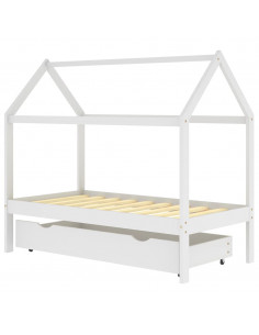 Giroletto Bambini con Cassetto Bianco Pino Massello 80x160 cm 2