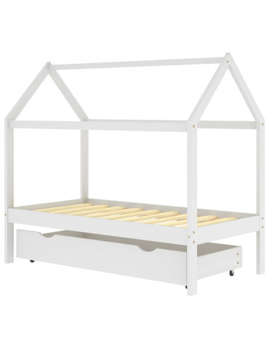 Giroletto Bambini con Cassetto Bianco Pino Massello 80x160 cm