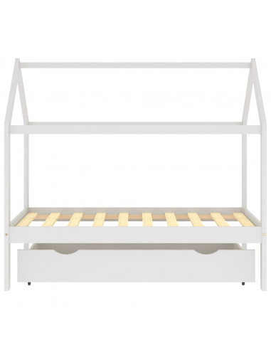 Giroletto Bambini con Cassetto Bianco Pino Massello 80x160 cm