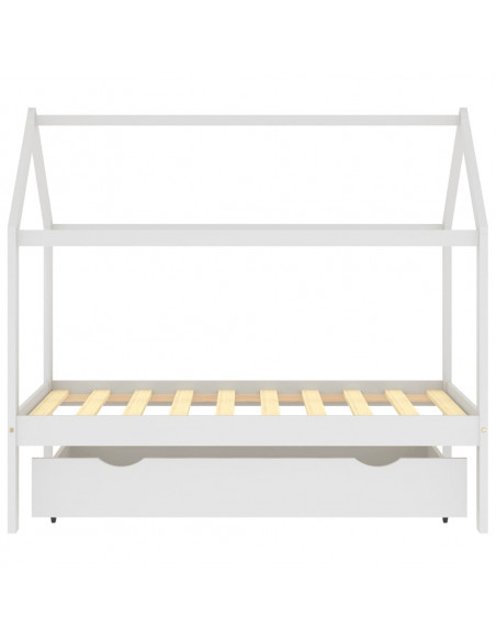 Giroletto Bambini con Cassetto Bianco Pino Massello 80x160 cm
