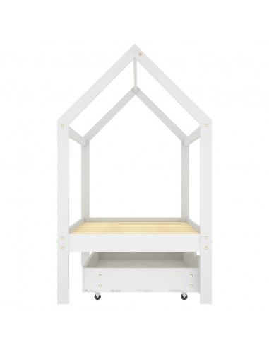 Giroletto Bambini con Cassetto Bianco Pino Massello 80x160 cm