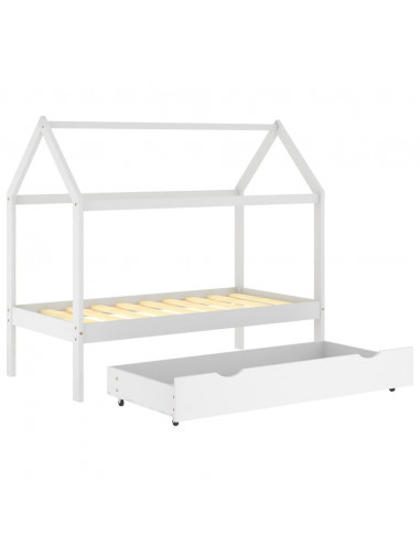 Giroletto Bambini con Cassetto Bianco Pino Massello 80x160 cm