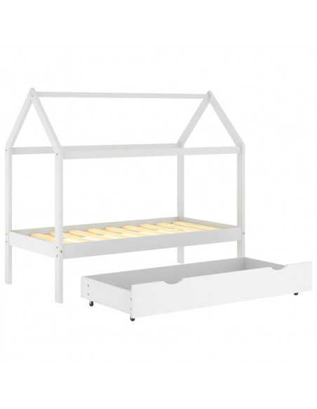 Giroletto Bambini con Cassetto Bianco Pino Massello 80x160 cm