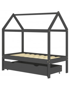 Giroletto Bambini Cassetto Grigio Scuro Pino Massello 70x140 cm 2