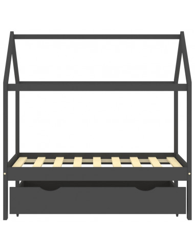 Giroletto Bambini Cassetto Grigio Scuro Pino Massello 70x140 cm