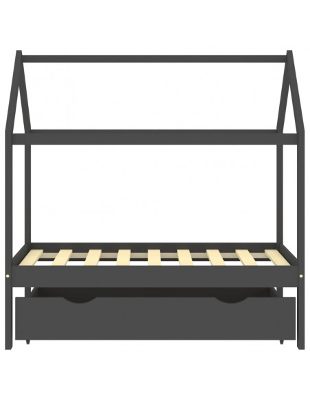 Giroletto Bambini Cassetto Grigio Scuro Pino Massello 70x140 cm