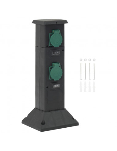 Colonna con Presa da Esterno a 4 Vie Nera e Verde 16x16x39,5cm