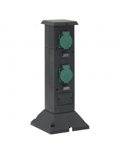 Colonna con Presa da Esterno a 4 Vie Nera e Verde 16x16x39,5cm