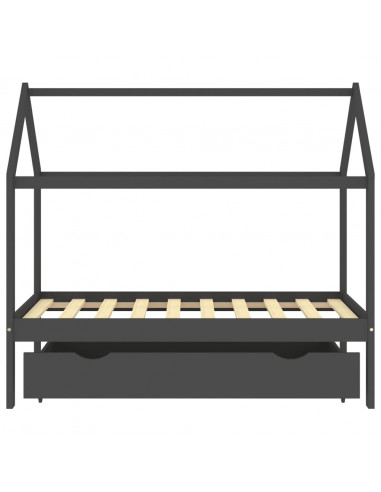 Giroletto Bambini Cassetto Grigio Scuro Pino Massello 80x160cm