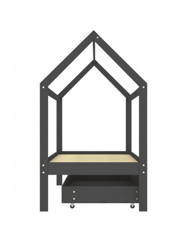 Giroletto Bambini Cassetto Grigio Scuro Pino Massello 80x160cm