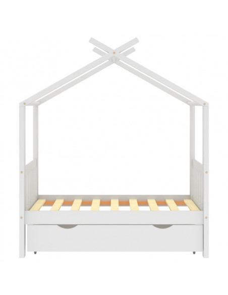 Giroletto Bambini con Cassetto Bianco Legno di Pino 70x140 cm