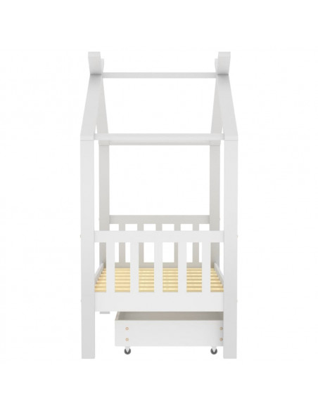 Giroletto Bambini con Cassetto Bianco Legno di Pino 70x140 cm