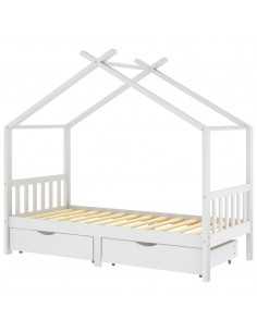 Giroletto Bambini Bianco con Cassetti Massello di Pino 90x200cm 2