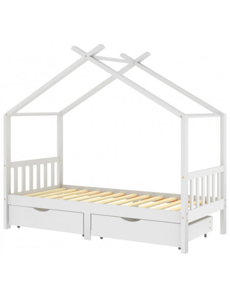 Giroletto Bambini Bianco con Cassetti Massello di Pino 90x200cm