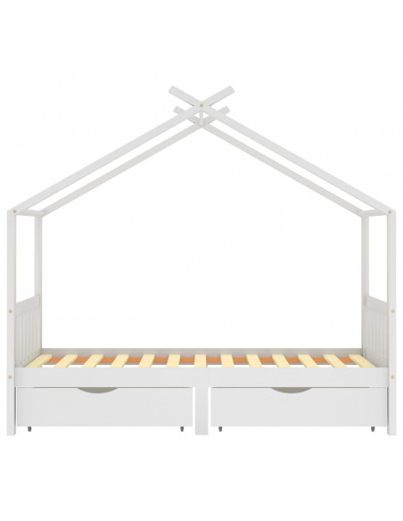 Giroletto Bambini Bianco con Cassetti Massello di Pino 90x200cm
