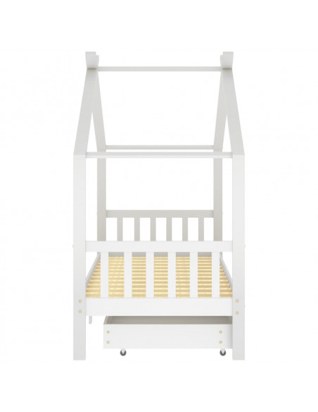 Giroletto Bambini Bianco con Cassetti Massello di Pino 90x200cm