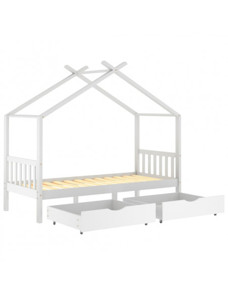 Giroletto Bambini Bianco con Cassetti Massello di Pino 90x200cm