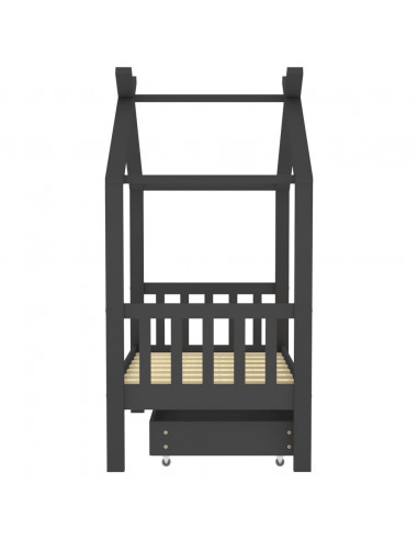 Giroletto Bambini Cassetto Grigio Scuro Pino Massello 70x140 cm