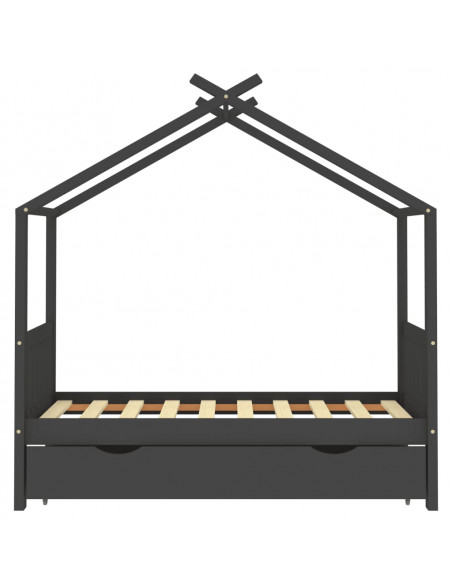 Giroletto Bambini Cassetto Grigio Scuro Pino Massello 80x160cm
